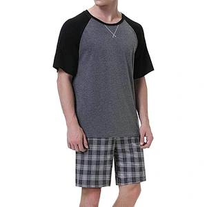 Customization men 100% cotton pyjamas set Short Sleeve Pajama Sets Super Soft Sleepwear Lounge Set casual pyjamas