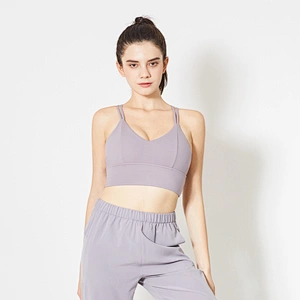Lily Fashion 2021 Strappy Hot Sexy Back Padded Custom Workout Jogger Clothes High Support Sports Bra Super Soft Yoga Bra Tops