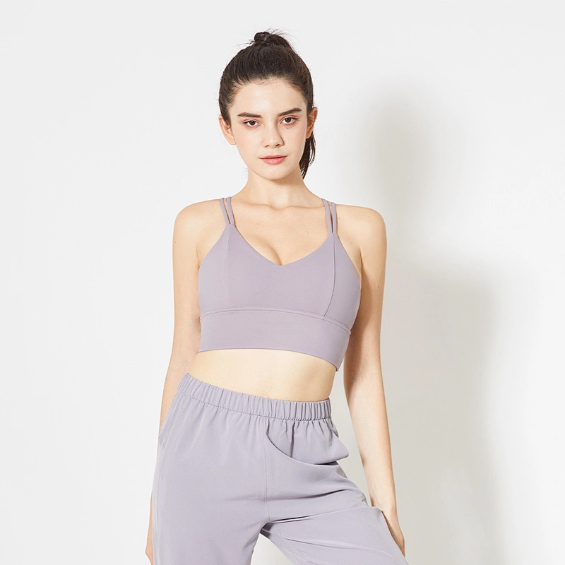 Lily Fashion 2021 Strappy Hot Sexy Back Padded Custom Workout Jogger Clothes High Support Sports Bra Super Soft Yoga Bra Tops
