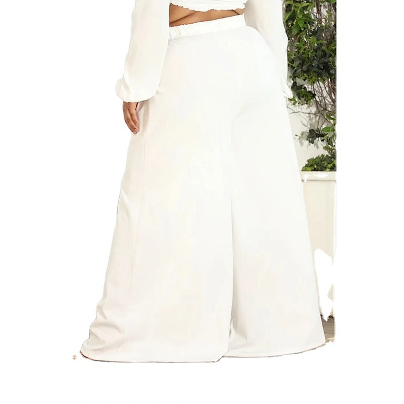 Hot Wholesale High Quality Subtle Pleated Office Wide Leg Women White Lounge Pants