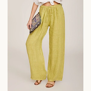 2021 Wish Amazon  women's solid color loose cotton linen casual pants Lounge Legging household pants