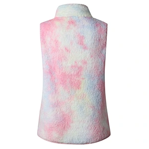 2021 Winter Warm Tie Dye Sherpa Fleece full zipper Vest Fleece Waistcoat for Women