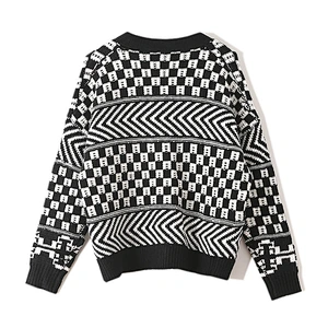 Women's Winter Fuzzy Long Sleeve Button-up V-Neck Knitting Cardigan High Waist Sweater Tops