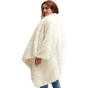 Amazon Hot Women's Fuzzy Lapel Open Front Outwear Sherpa Fleece Winter Warm Cardigan Coat