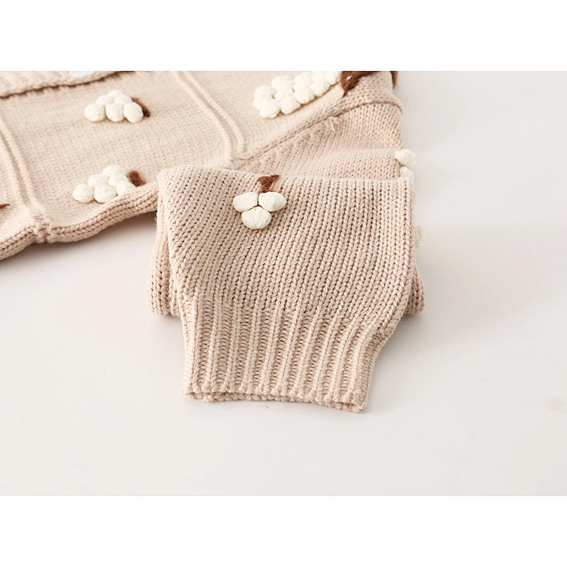 Amazon Hot OEM/ODM Crew Neck Long Sleeve knitted Three-dimensional grapes Button Up sweaters coat for women