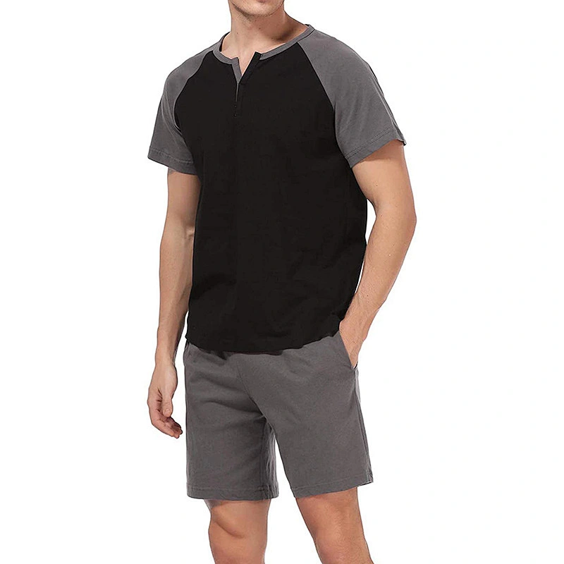 Customization men 100% cotton pyjamas set Short Sleeve Pajama Sets Super Soft Sleepwear Lounge Set casual pyjamas