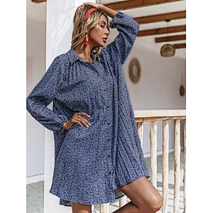 2021 New Arrival Ditsy Floral Button Front Shirt Dress  ladies dresses elegant