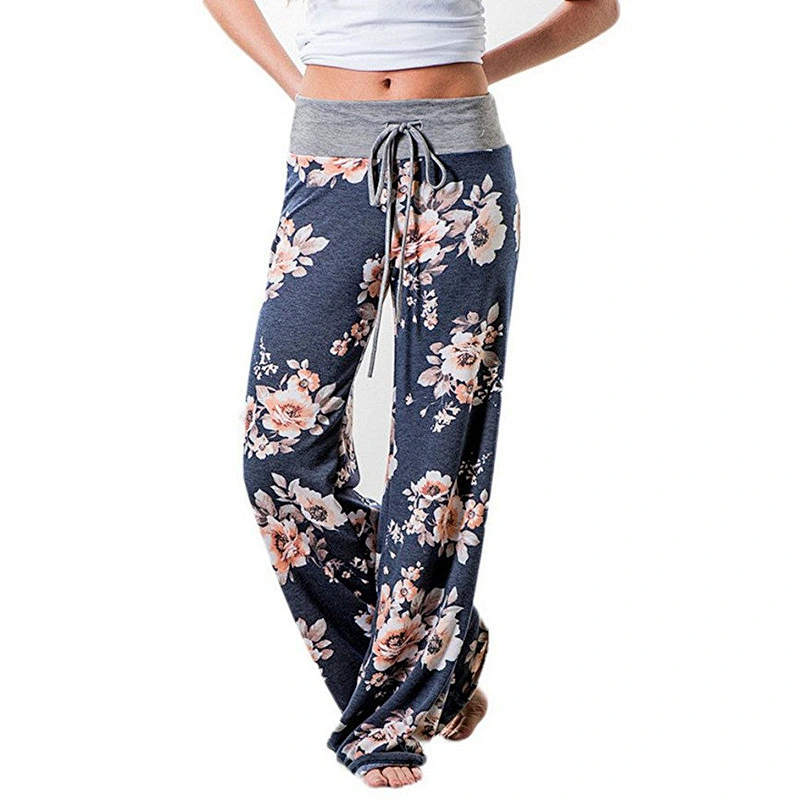 Factory Wholesale Women's Pajama Lounge Pants Floral Striped Polka Dot Print Comfy Casual Stretch Palazzo Bottoms Pants Wide Leg