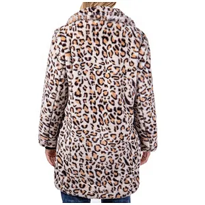 Custom Logo Womens Luxury Winter Jacket Outwear Faux Fur Leopard Printing Sherpa Fleece Jacket