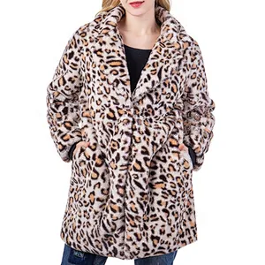 Custom Logo Womens Luxury Winter Jacket Outwear Faux Fur Leopard Printing Sherpa Fleece Jacket