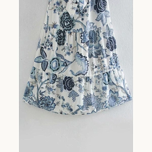 2021 New Floral Bardot Shirred Back Belted Ruffle Hem Dress