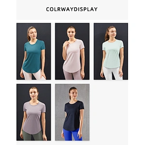Lily Fashion 2021 Women Workout Custom Logo Plain Jogger T Shirt Sport T Shirt Hight Quality Lady Yoga T Shirt Tops
