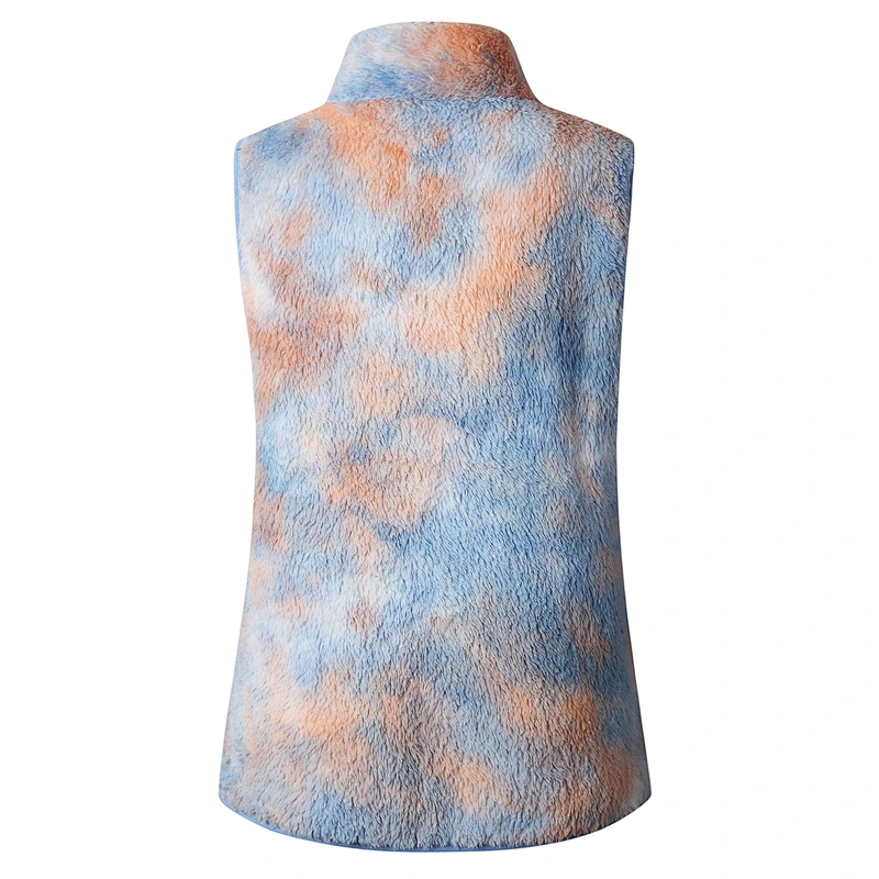 2021 Winter Warm Sleeveless Full Zipper Tie dye Sherpa Fleece Vest