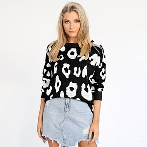 2020 Women's Causal Long Sleeve Crew Neck Leopard Print Knitted Pullover Sweater Tops