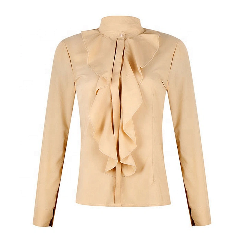Wholesale Women Chiffon Flounce Shirt Long Sleeve Formal Clothes