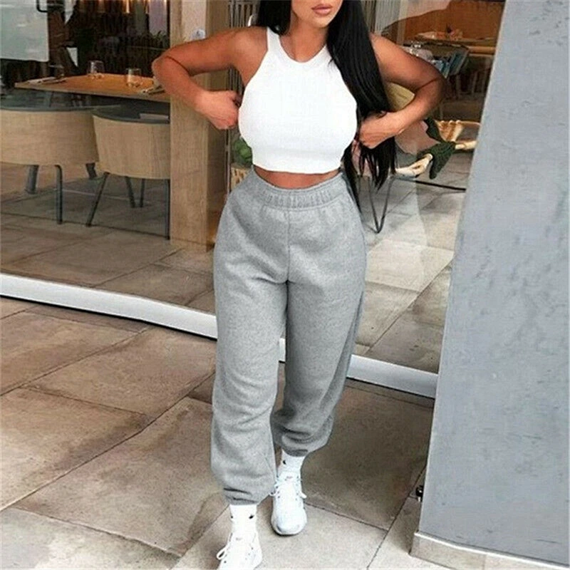 Custom Made Low Price Solid Color Pockets Casual Female Pants High Waist Thick Ladies Sweat pants Jogger Sweat Trousers