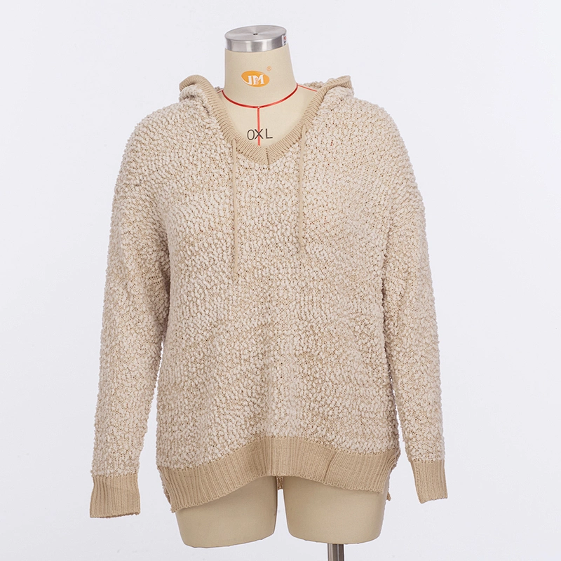 2019 Euro Autumn Winter Women Sweater Solid Color Plus Size Popcorn Pullover Sweater