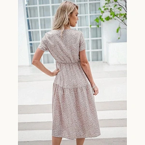 New Arrival V Neck Ditsy Floral A-line Dress ladies dresses 2021 elegant