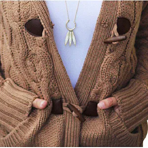 High Quality Fashion Warm Fur Hood Horn Button Sweater Cardigan
