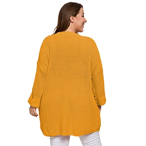New Fashion Plus Size Pullover Plain Color big Pocket Decorate Oversize Knit Sweater Women