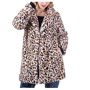Custom Logo Womens Luxury Winter Jacket Outwear Faux Fur Leopard Printing Sherpa Fleece Jacket