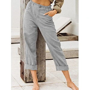 Factory sale Wish and Amazon's new style pure color cotton linen trousers women's fashion loose-waisted slacks
