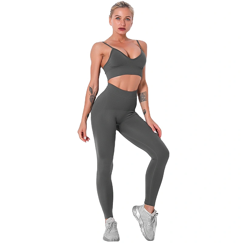 LilyFashion Amazon hot sale sexy strapless gym bra Buttock lifting yoga pants sport yoga suit two pcs