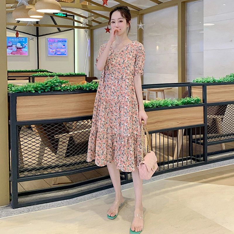2021 New Arrival Ditsy Floral  V Neck Dress  Ladies Dresses Elegant