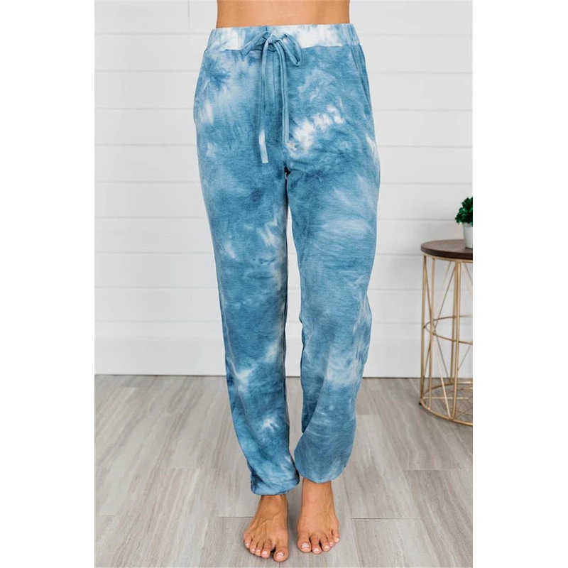 Factory wholesale casual logo women loose tie dye pants cotton Lounge Pants Plus Size Joggers Trousers
