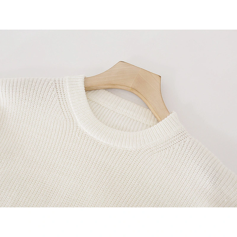Custom Logo Lady Fashion Vintage Style Loose Knitting Pullover Jumper Lace Beading Knitted Sweater Tops