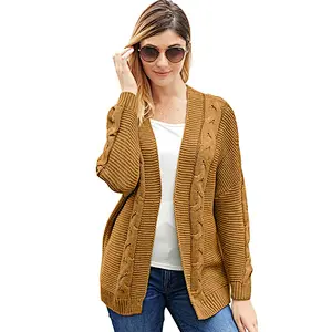 Winter Stylish Knit Sweater Long Sleeve Women Thick cashmere Cardigan Without Buttons