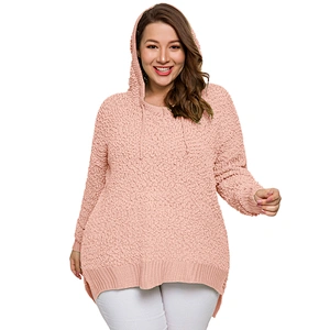 2019 Euro Autumn Winter Women Sweater Solid Color Plus Size Popcorn Pullover Sweater