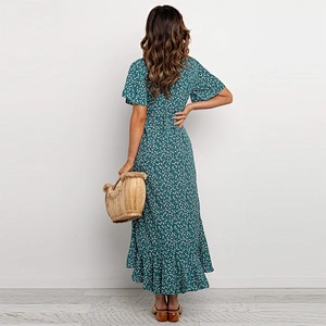 New Arrival Ditsy Floral Belted Wrap Dress ladies dresses 2021 elegant