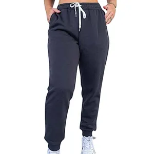 Custom Made Low Price Solid Color Pockets Casual Female Pants High Waist Thick Ladies Sweat pants Jogger Sweat Trousers