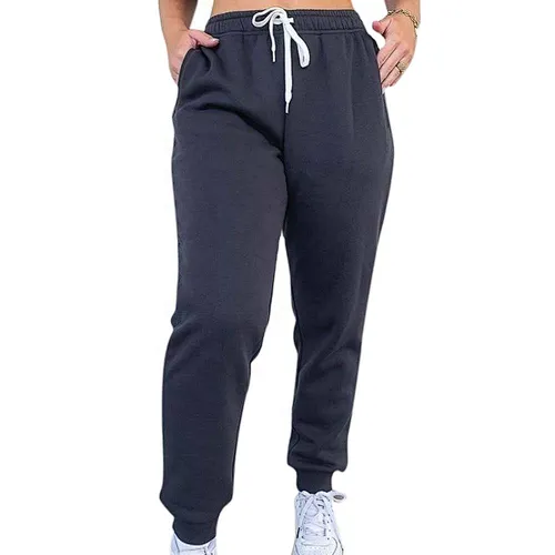 Custom Made Low Price Solid Color Pockets Casual Female Pants High Waist Thick Ladies Sweat pants Jogger Sweat Trousers