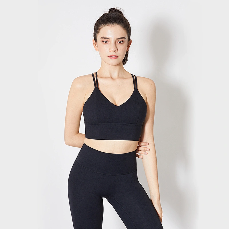 Lily Fashion 2021 Strappy Hot Sexy Back Padded Custom Workout Jogger Clothes High Support Sports Bra Super Soft Yoga Bra Tops