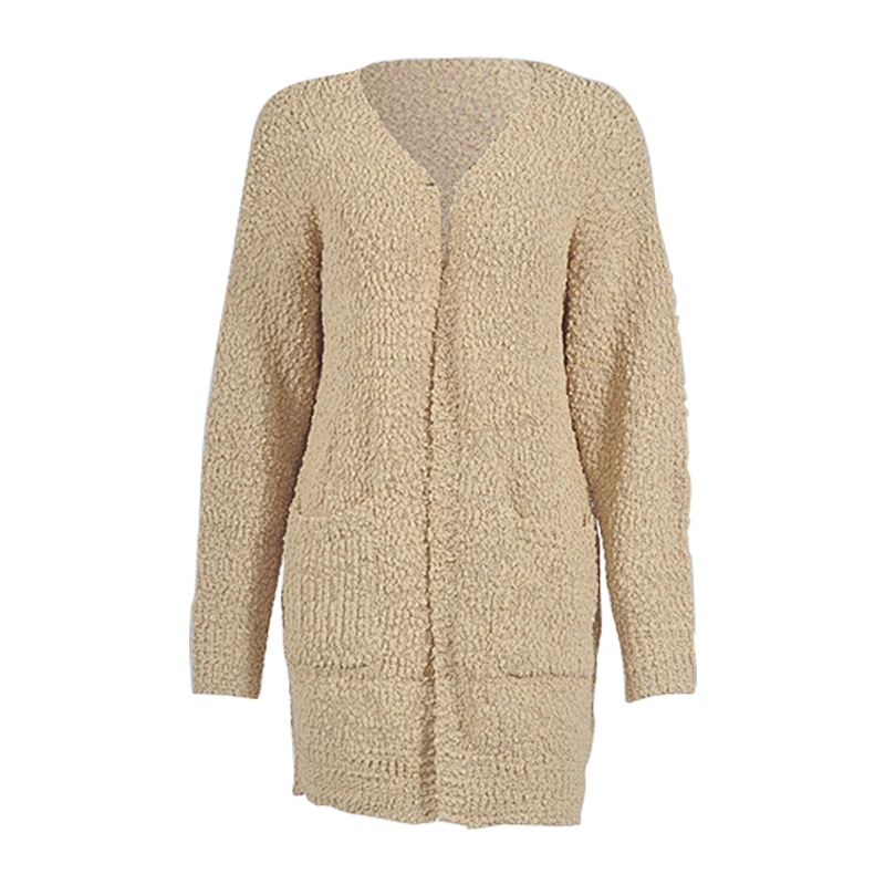 Ebay Hot sale Spring Autumn Ladies Sweater 7 Plain Color Fancy Knit Long Cardigan for Women