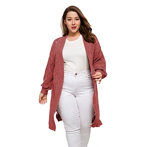 New Autumn Ladies long sweater white Hollow Knitting Women Plus size Cardigan Sweaters