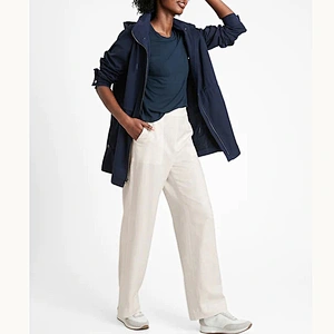 Best Price Straight Through Hip Full Length Leg Opening White Hight Rise Wide Leg Pull On Pant