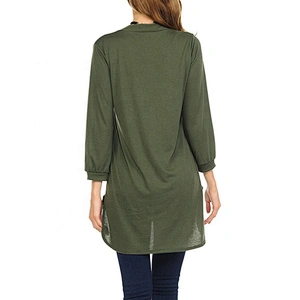 Wholesale Women V-neck Three Quarter Sleeve Blank Shirt
