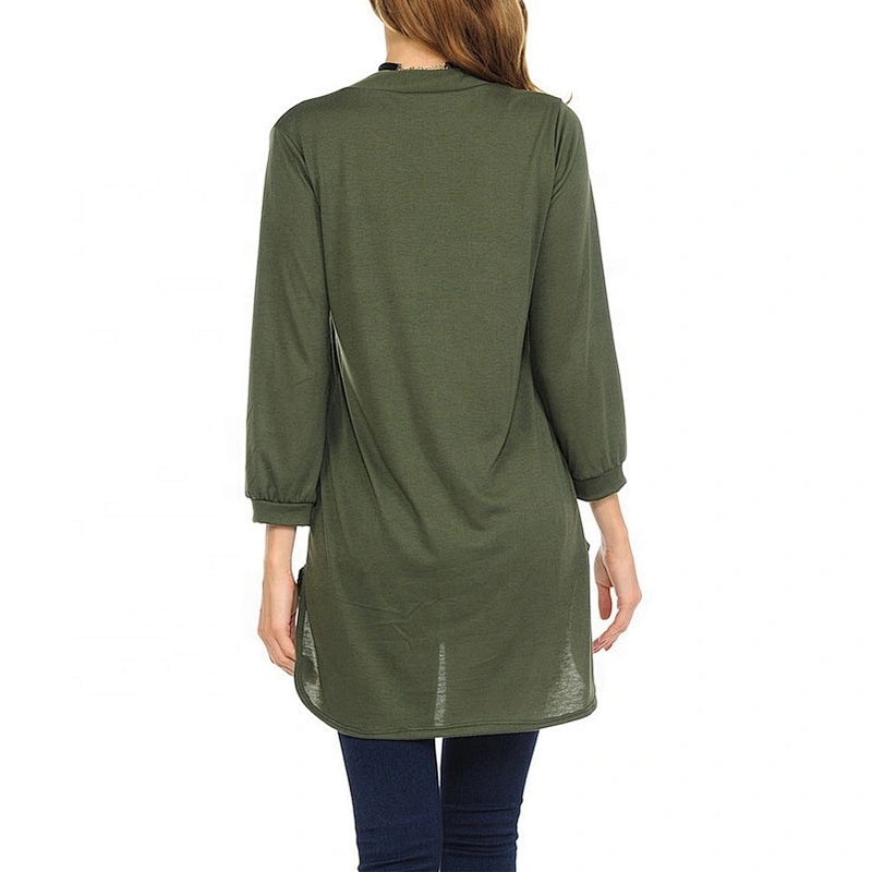 Wholesale Women V-neck Three Quarter Sleeve Blank Shirt