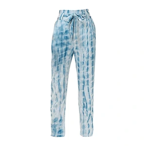Factory Wholesale Ladies Pants with Belt Casual Elastic Waist Tie Dye Pants High Waist Trousers
