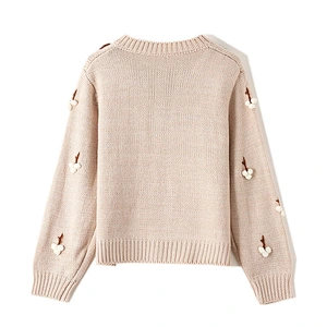 Amazon Hot OEM/ODM Crew Neck Long Sleeve knitted Three-dimensional grapes Button Up sweaters coat for women