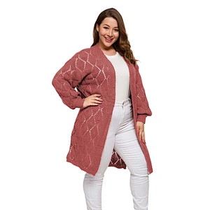 New Autumn Ladies long sweater white Hollow Knitting Women Plus size Cardigan Sweaters