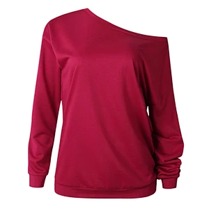 Wholesale Ladies Round Neck Loose off Shoulder Blouse Tunic Tops