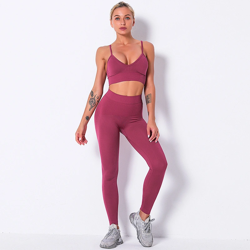 LilyFashion Amazon hot sale sexy strapless gym bra Buttock lifting yoga pants sport yoga suit two pcs