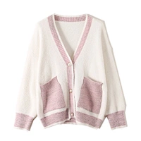Amazon Hot OEM/ODM Women's Loose Knit Jumper Tops Button Down Front Pocket Knitted Cardigan Sweater