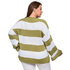 2019 US fat Women Knitting Sweater two color Stripe XXXXL Plus size Clothing Sweater