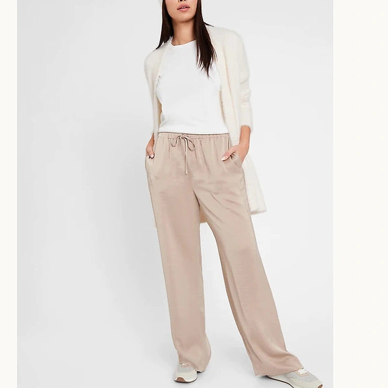 2021 Amazon Hot Selling Wide-Leg Satin Pull-On Pant