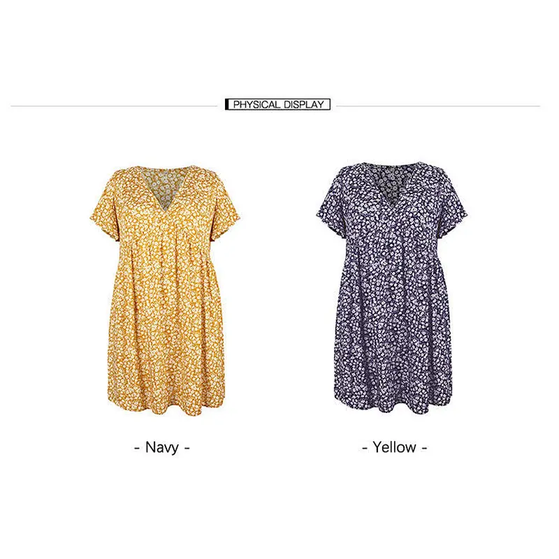 2021 New Arrival Ditsy Floral V-Neck Babydoll Dress  Ladies Dresses Elegant